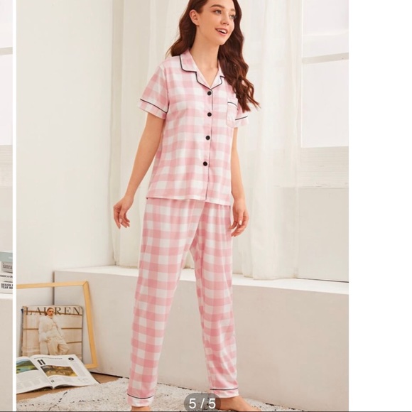 SHEIN Other - SHEIN Gingham Satin pajamas set🌸🌸